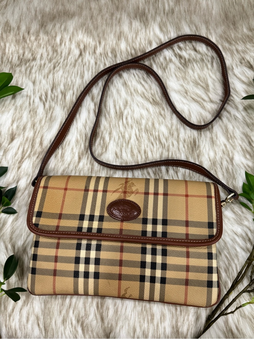 Burberry Vintage Check Fold-Over Crossbody Bag / Clutch